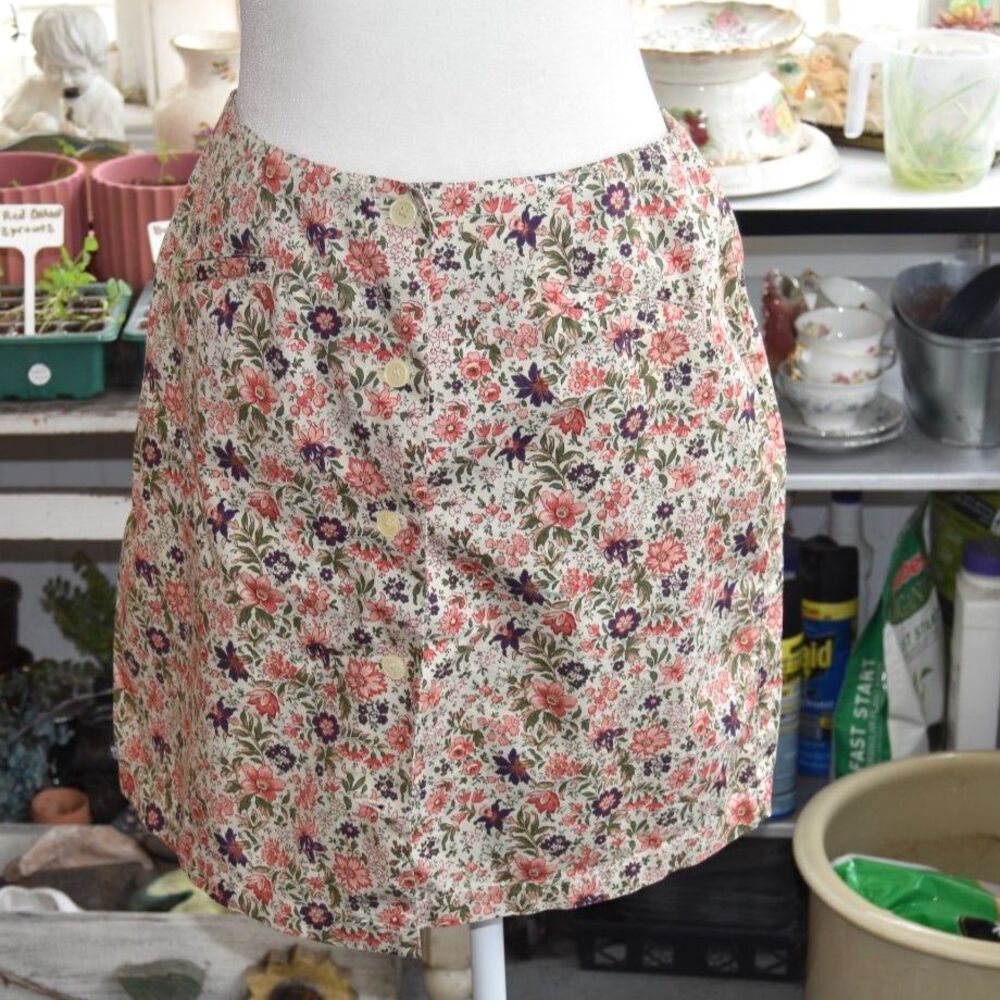 Liz Claiborne LizSport Floral Cotton Skort Y2K Cottagecore Size 10